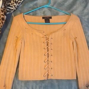 Distress crop top sweater